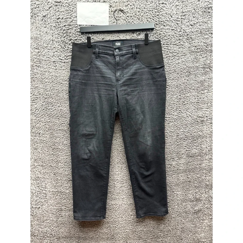 Paige Noella Straight Maternity Denim Jean Black Willow Womens Size 28